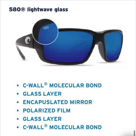 Costa Fathom, Matte Black, Gray Polarized Polycarbonate Sunglasses, NIB, Large - Picture 12 of 15